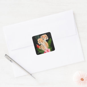 Cheetah Bouquet Square Sticker