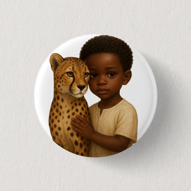 Cheetah & Boy: Bond of the wild and innocent 3 Cm Round Badge (Front)