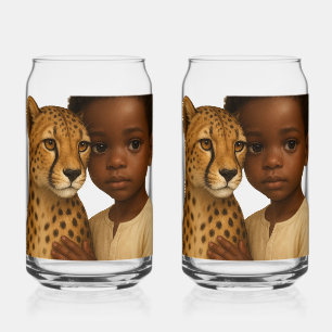 Cheetah & Boy: Bond of the Wild and Innocent Can Glass