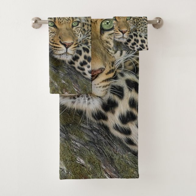 Cheetah Cat Bathroom Towel Set (Insitu)