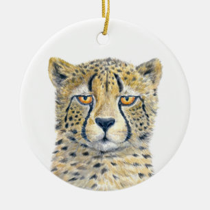 Cheetah Ceramic Tree Decoration