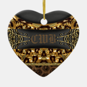 Cheetah Charm Monogram Ceramic Tree Decoration