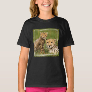 Cheetah Cub and Parent in Grass T-Shirt