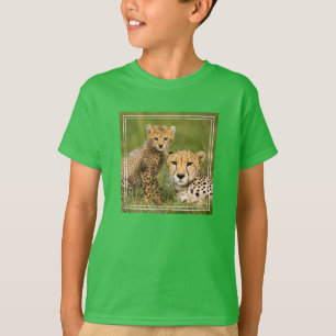 Cheetah Cub and Parent in Grass T-Shirt