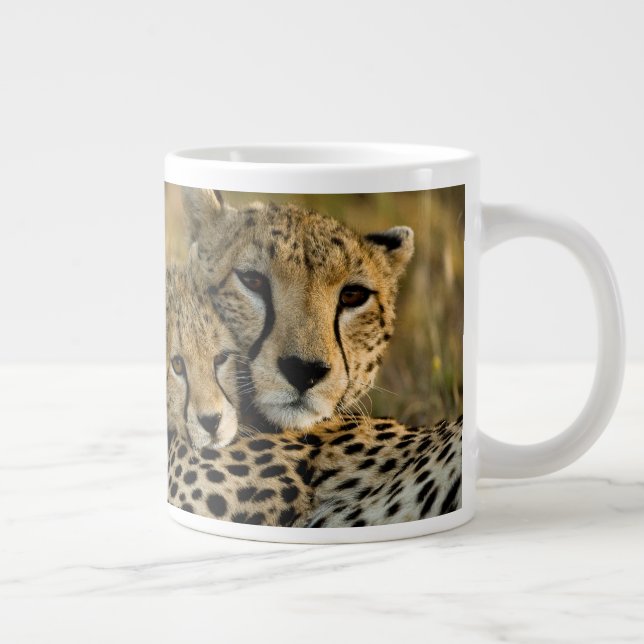 Cheetah Cub Snuggling with its Mum Large Coffee Mug (Right)