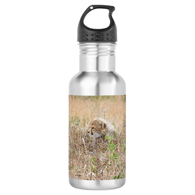 Cheetah Cub Stainless Steel Water Bottle (Front)