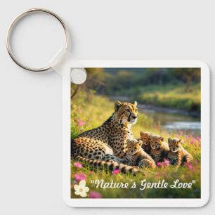 "Cheetah Cubs at Play" Key Ring