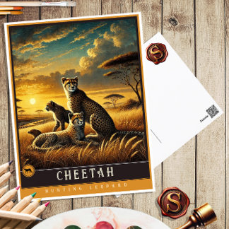 Cheetah | Cute Family Vintage Animal Postcard