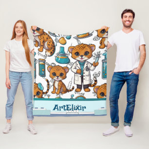 Cheetah Doing Science Fleece Blanket