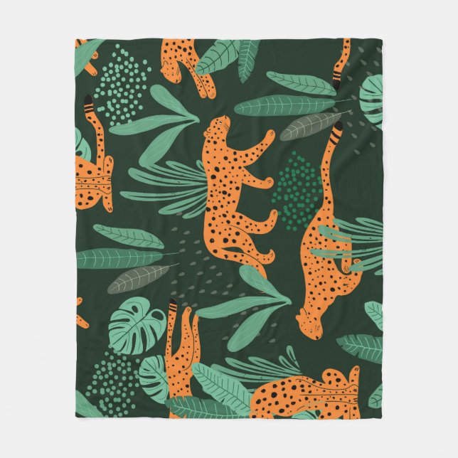 Cheetah Exotic: Tropical Summer Seamless. Fleece Blanket (Front)