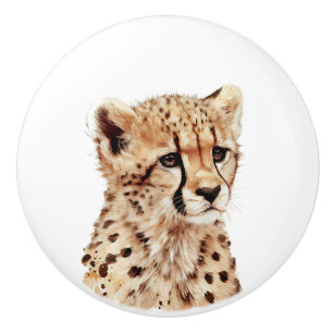 Cheetah Face Ceramic Knob