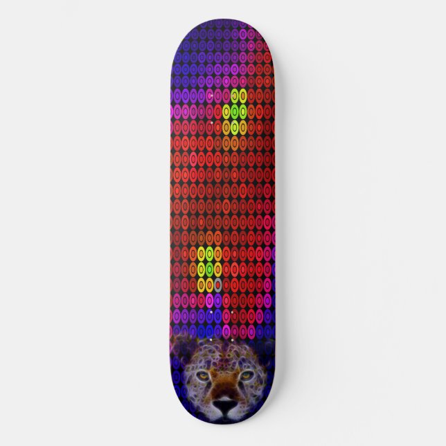 Cheetah Face Mosaic Skateboard Deck (Front)