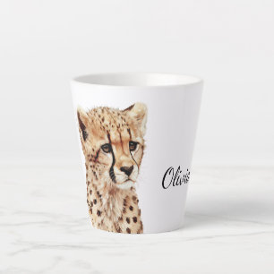Cheetah Face Personalised Latte Mug