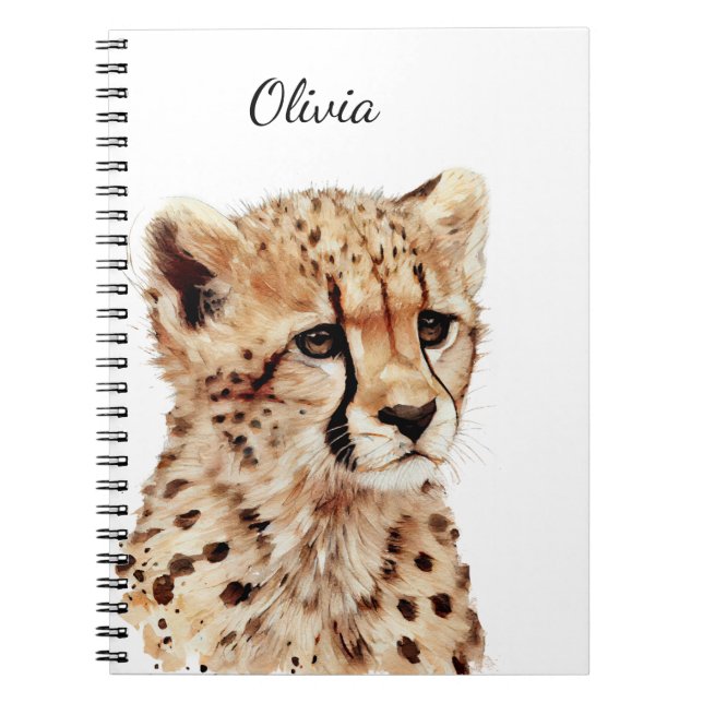 Cheetah Face Personalised Notebook (Front)