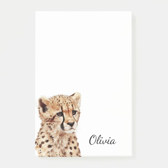 Cheetah Face Personalised Post-it Notes (Front)
