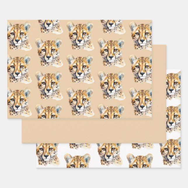 Cheetah Face Wrapping Paper Sheet (Set)
