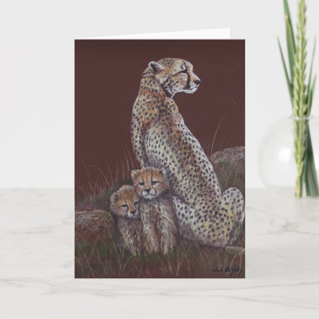 Cheetah Family Art Greeting Card (Front)
