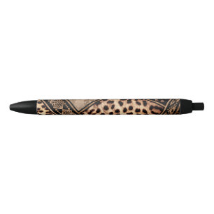 Cheetah Fur with Ethnic Ornaments Black Ink Pen