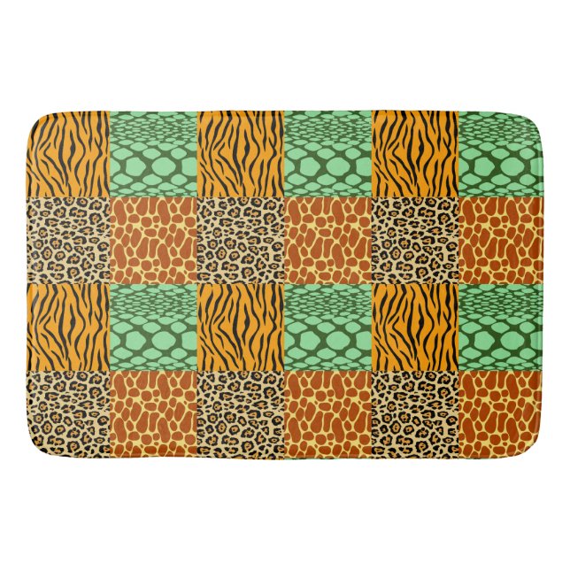 Cheetah, Giraffe, Tiger, and Snake Bath Mat (Front)