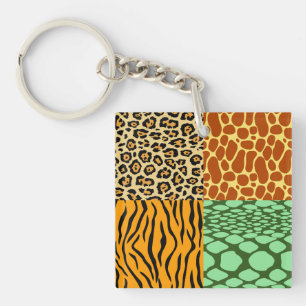 Cheetah, Giraffe, Tiger, and Snake Key Ring