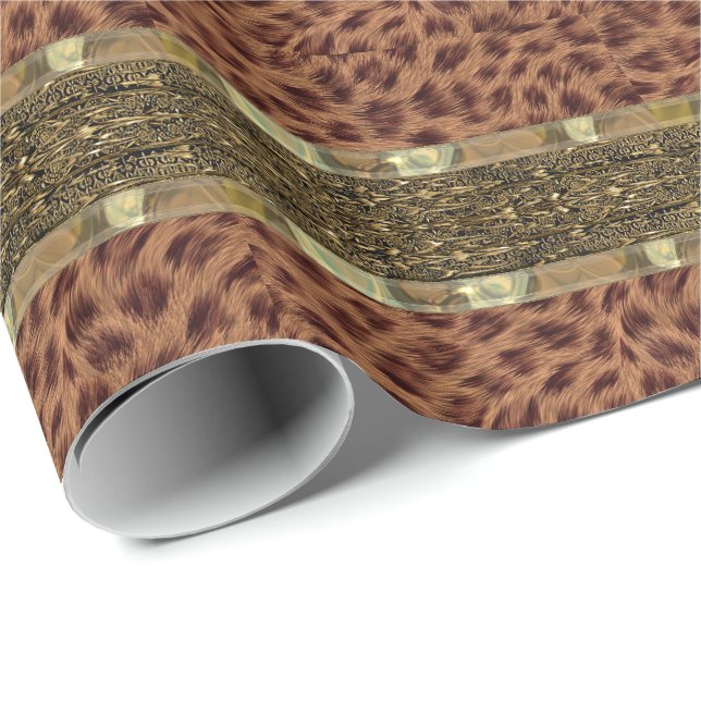Cheetah Girl Beautiful  Stripe Wrapping Paper (Roll Corner)