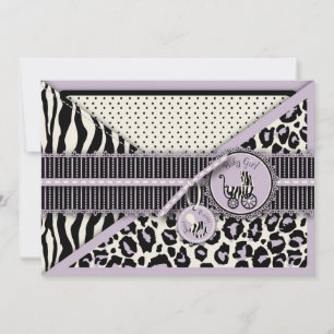 Cheetah Girl Invitation Card Lilac