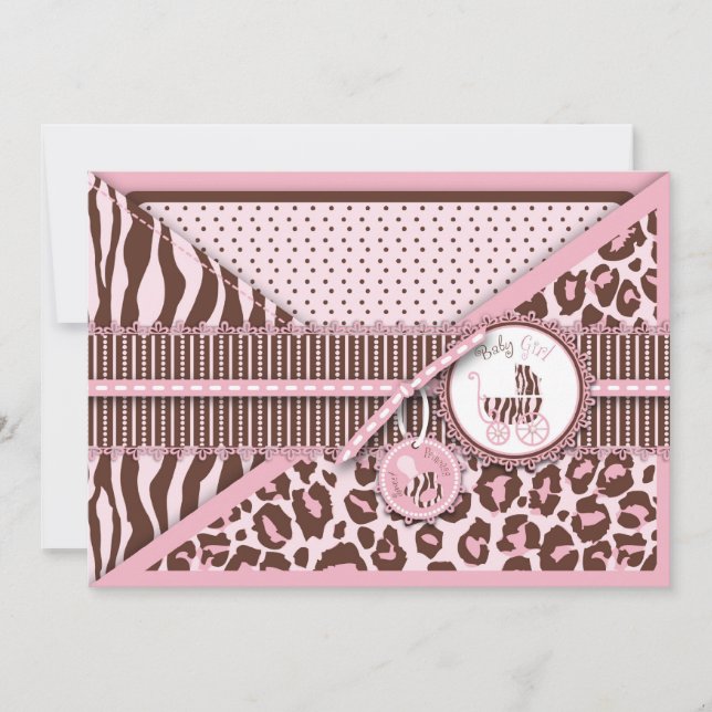 Cheetah Girl Invitation Card Pink C (Front)