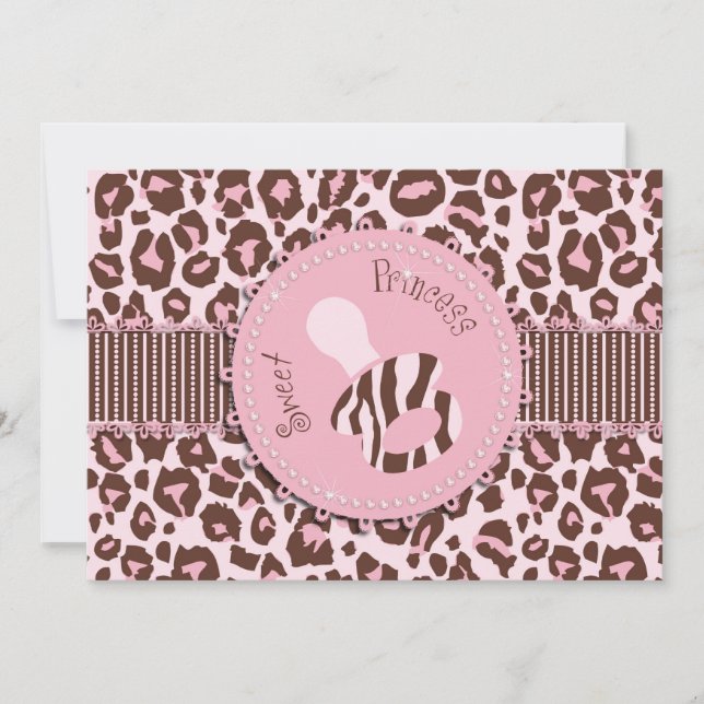 Cheetah Girl Invitation Card Pink D (Front)