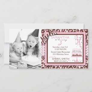 Cheetah Girl Invitation Photo Card