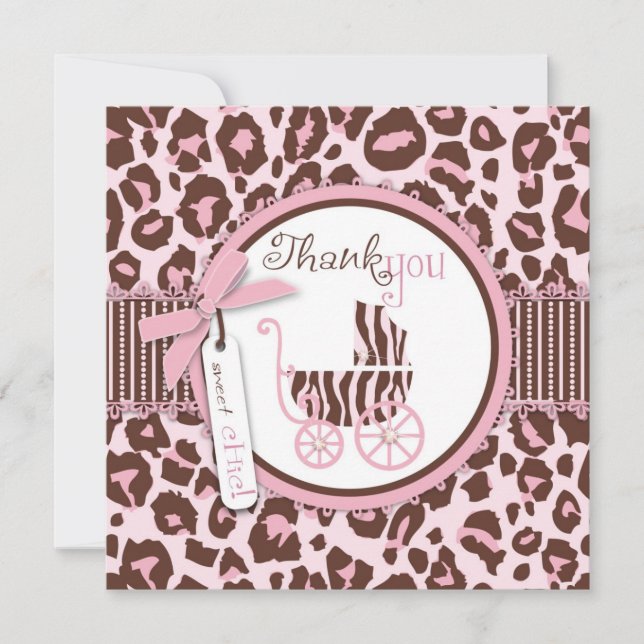 Cheetah Girl TY Square Pink B Thank You Card (Front)