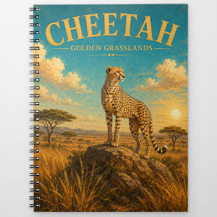 Cheetah Golden Grasslands Watercolor GeoSaga Notebook