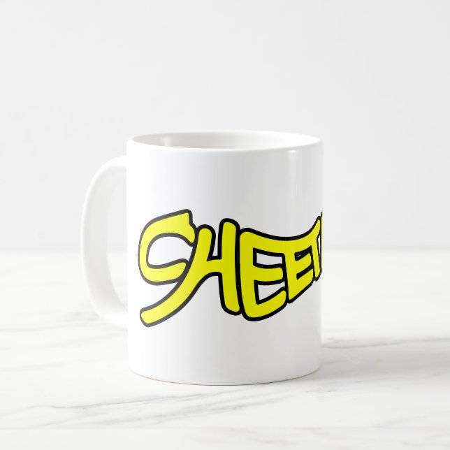 Cheetah Graffiti Style Typography Bold Yellow Coffee Mug (Front Left)
