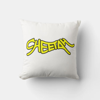 Cheetah Graffiti Style Typography Bold Yellow Cushion