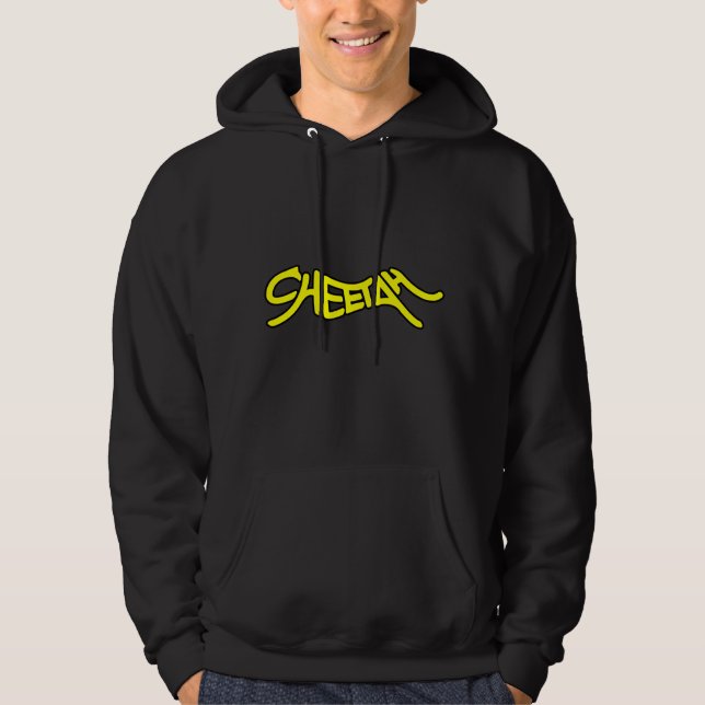 Cheetah Graffiti Style Typography Bold Yellow Hoodie (Front)