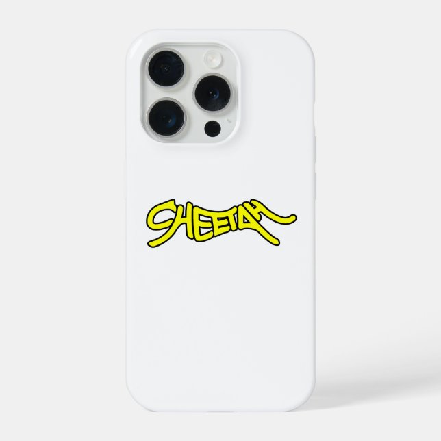 Cheetah Graffiti Style Typography Bold Yellow iPhone Case (Back)