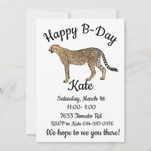 Cheetah Happy Birthday Invitation