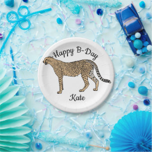 Cheetah Happy Birthday Paper Plate