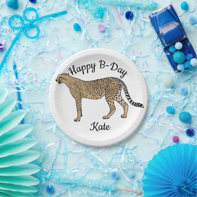Cheetah Happy Birthday Paper Plate (Party)