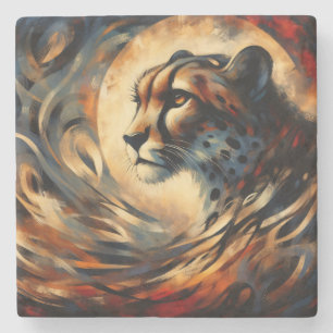Cheetah Harlem Renaissance Modern Painting Stone Coaster