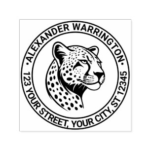 Cheetah Head #1 Name Return Address Self-inking Stamp