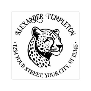 Cheetah Head #1P Name Return Address Self-inking Stamp