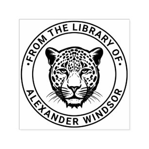 Cheetah Head #2 Library Book Name Self-inking Stamp