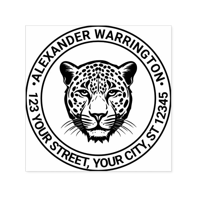 Cheetah Head #2 Name Return Address Self-inking Stamp (Design)
