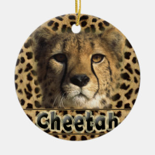 CHEETAH HEAD CERAMIC TREE DECORATION
