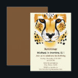 cheetah head close-up illustration birthday party invitation<br><div class="desc">This item shows a close-up of the head of a cheetah. The cartoon is a beautiful realistic drawing of the wild cat. 
The invitation is fully customisable.</div>