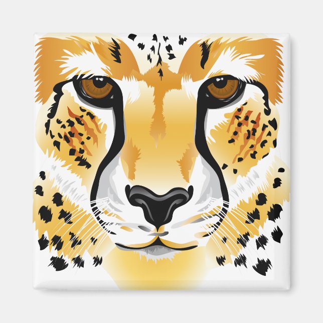 cheetah head close-up illustration magnet (Front)