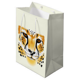 cheetah head close-up illustration medium gift bag