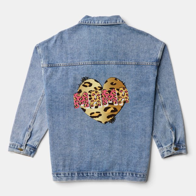 Cheetah Heart Mama Denim Jacket (Back)