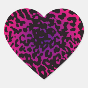 Cheetah Heart Pink Purple Heart Sticker