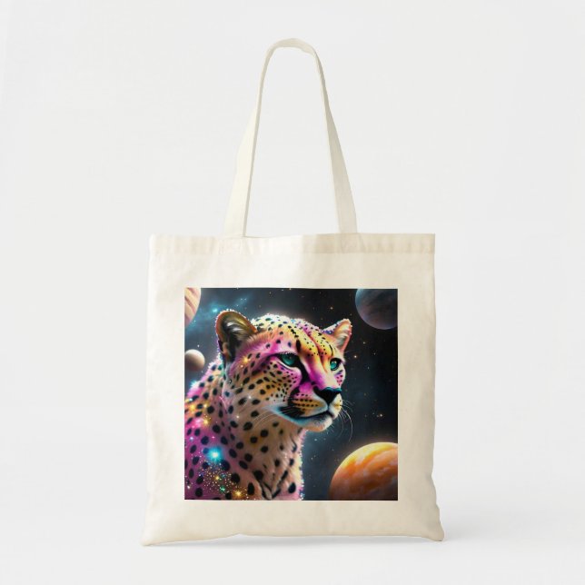 Cheetah in Space Tote Bag (Front)